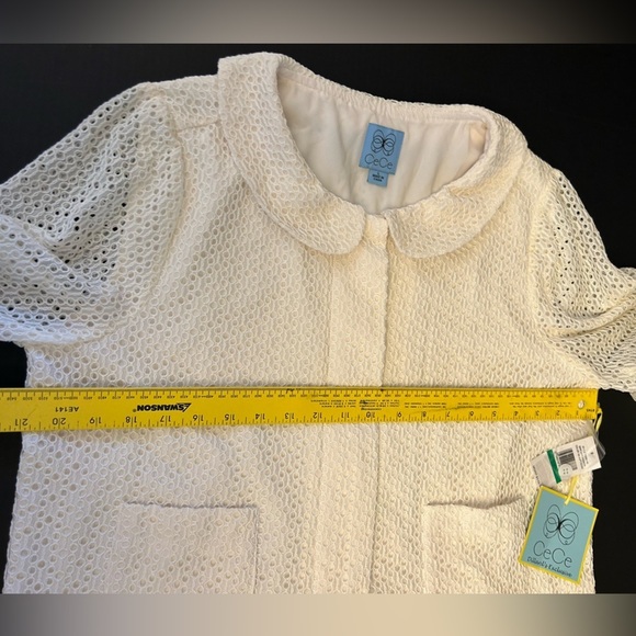 CeCe Cream Lace Jacket blazer with Collar Dillards exclusive  NWT Sz-L. K7 - Picture 10 of 10